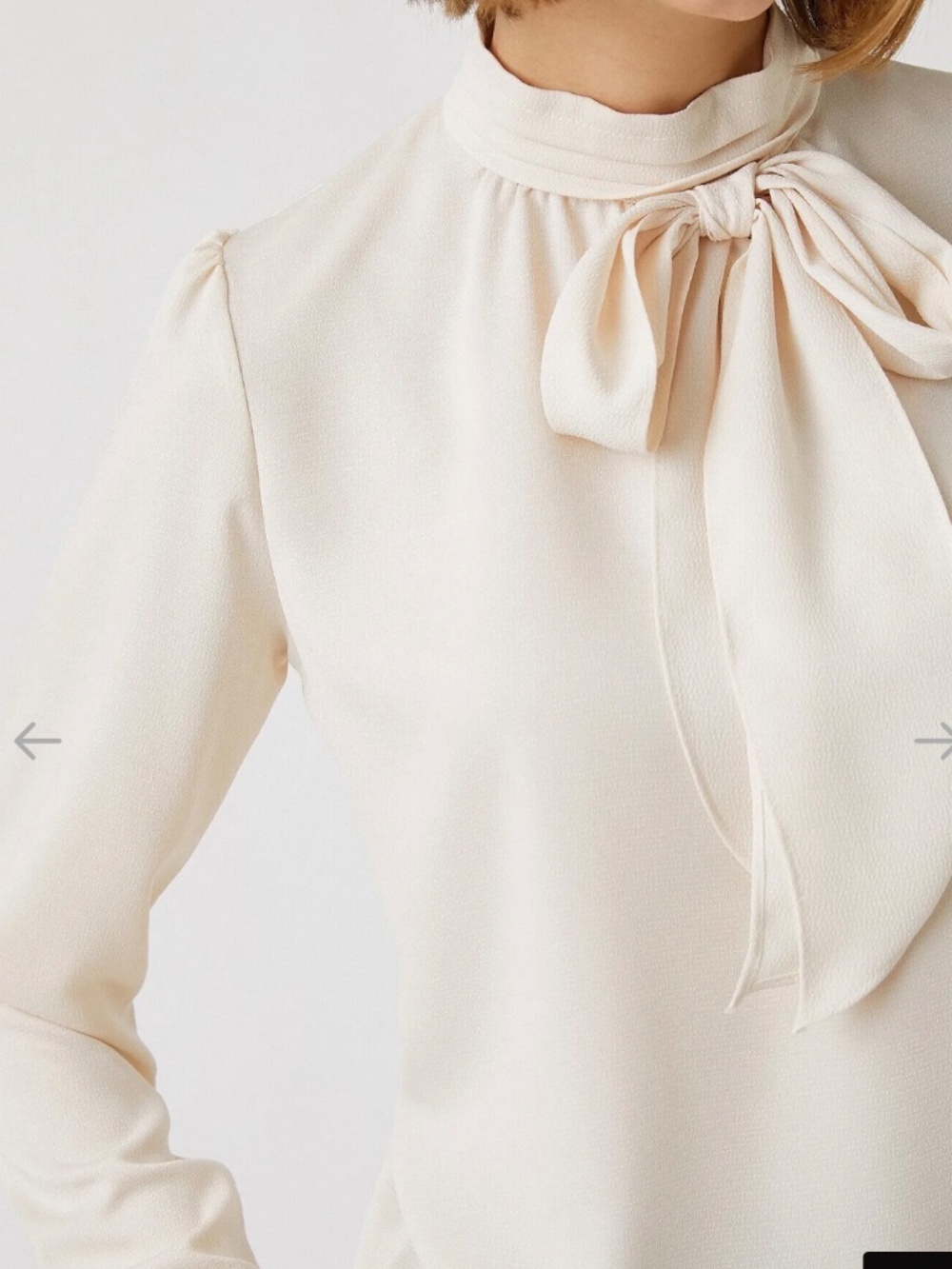 KOTN Bow Neck Long Sleeve Shirt Blouse Women's size L - Picture 12 of 14
